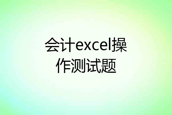 会计excel操作测试题