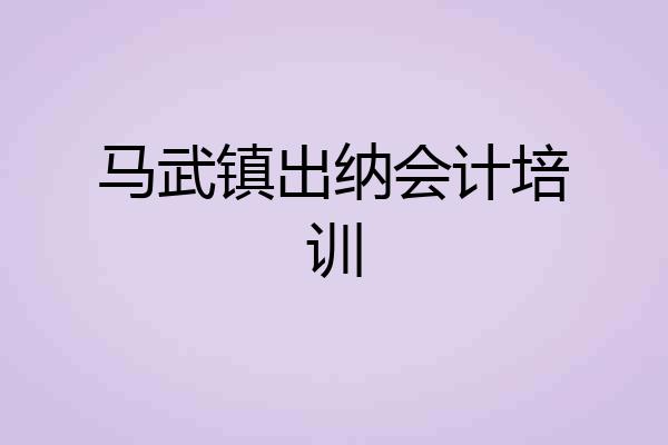 马武镇出纳会计培训