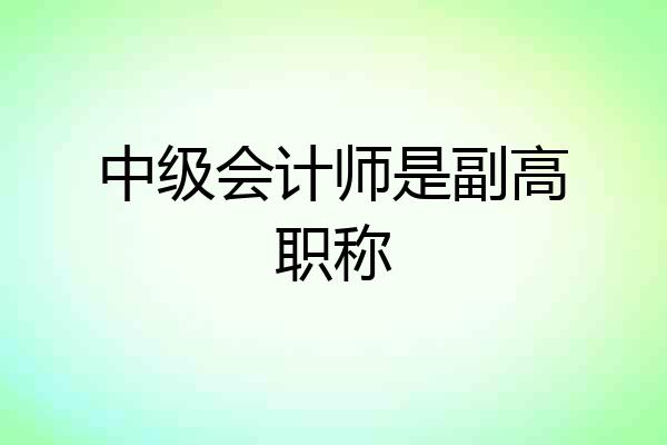 中级会计师是副高职称