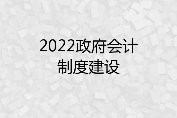 2022政府会计制度建设