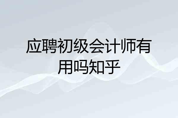 应聘初级会计师有用吗知乎