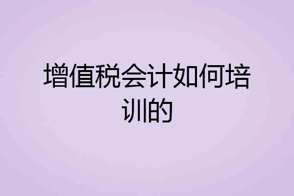 增值税会计如何培训的