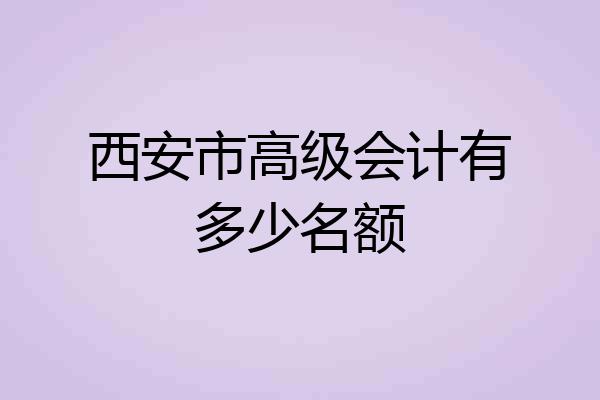 西安市高级会计有多少名额