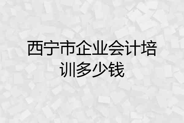 西宁市企业会计培训多少钱