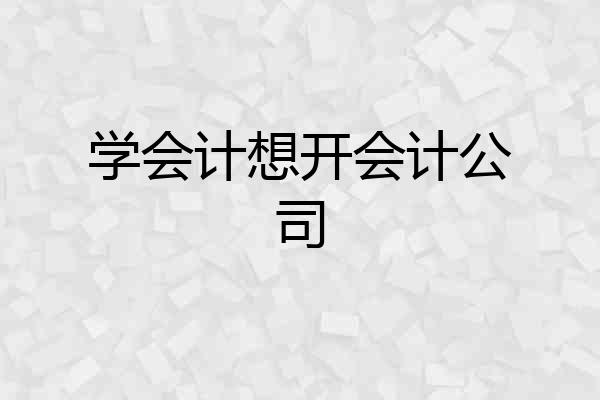 学会计想开会计公司