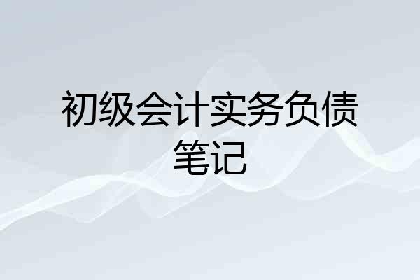 初级会计实务负债笔记