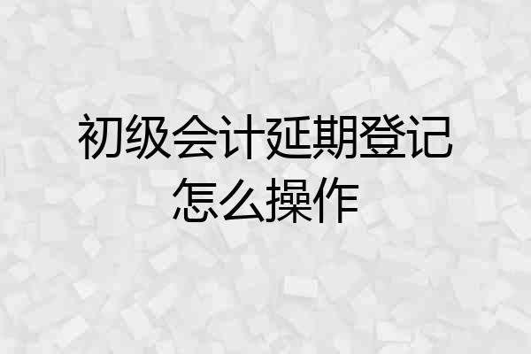 初级会计延期登记怎么操作