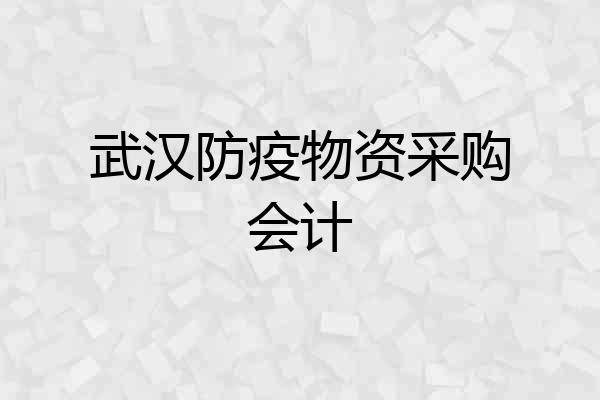 武汉防疫物资采购会计