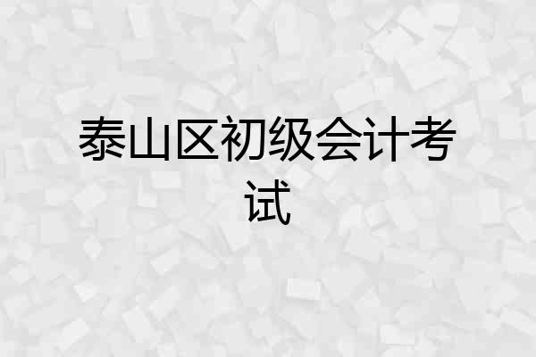 泰山区初级会计考试