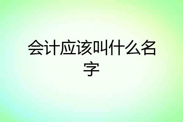会计应该叫什么名字