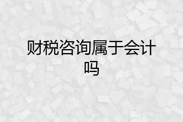 财税咨询属于会计吗
