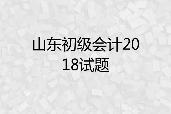 山东初级会计2018试题