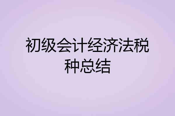 初级会计经济法税种总结