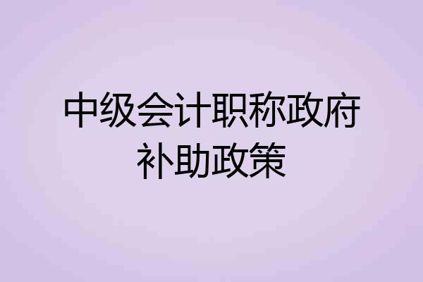 中级会计职称政府补助政策