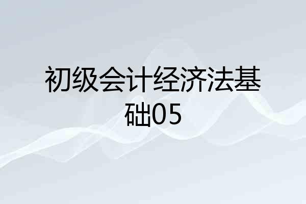初级会计经济法基础05