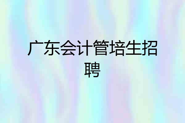 广东会计管培生招聘