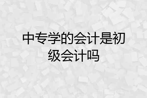 中专学的会计是初级会计吗