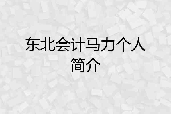 东北会计马力个人简介