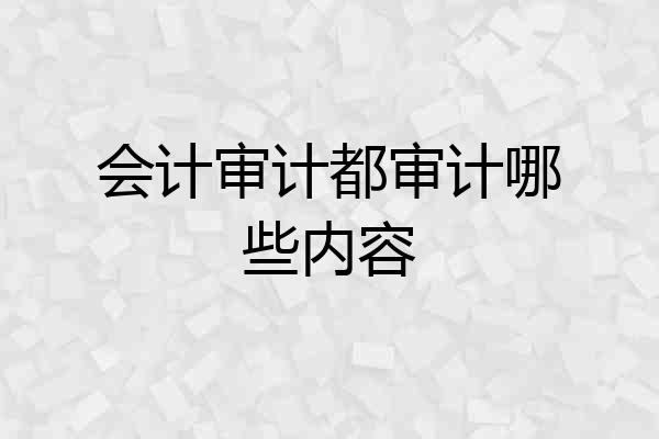 会计审计都审计哪些内容