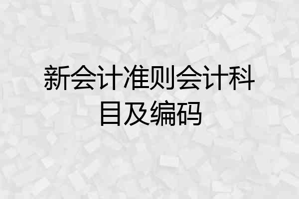 新会计准则会计科目及编码