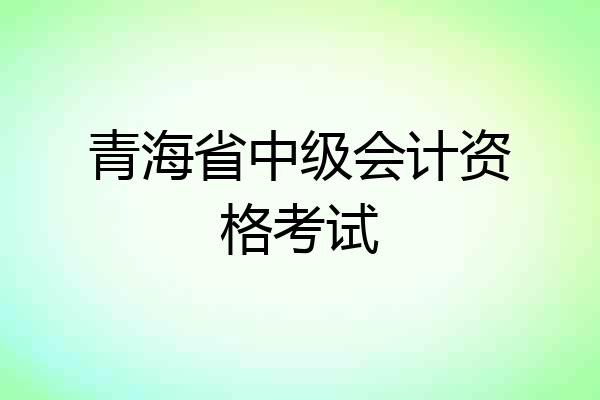 青海省中级会计资格考试