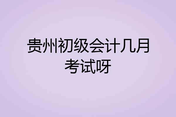 贵州初级会计几月考试呀