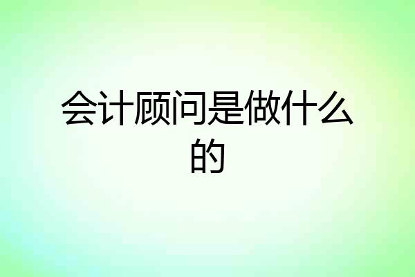 会计顾问是做什么的
