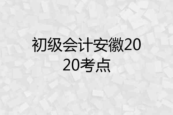 初级会计安徽2020考点