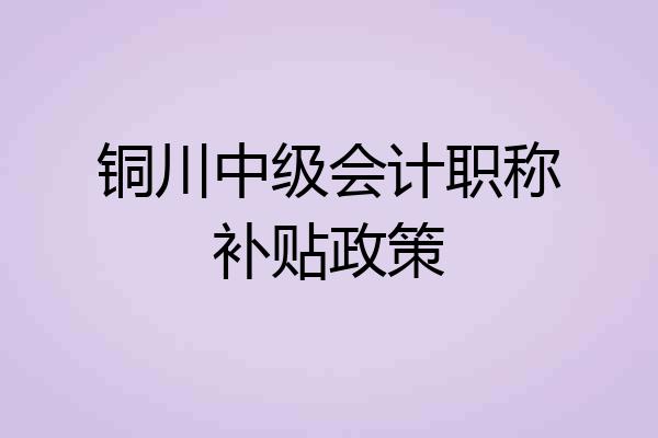 铜川中级会计职称补贴政策