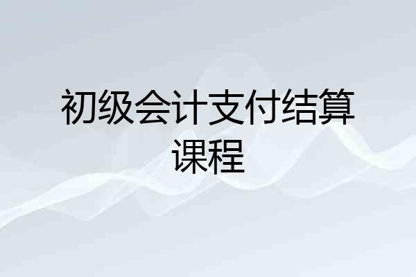 初级会计支付结算课程