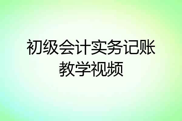 初级会计实务记账教学视频