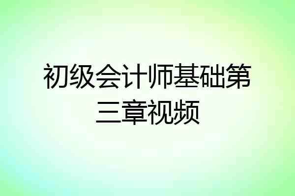初级会计师基础第三章视频
