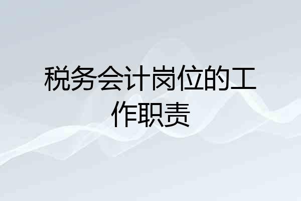税务会计岗位的工作职责