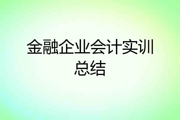 金融企业会计实训总结