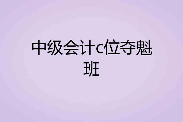 中级会计c位夺魁班
