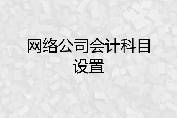 网络公司会计科目设置