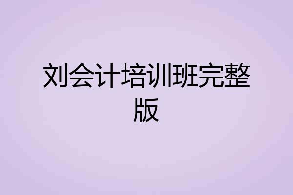 刘会计培训班完整版