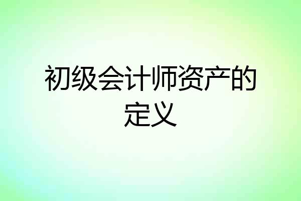 初级会计师资产的定义