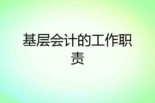 基层会计的工作职责