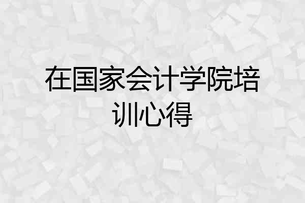 在国家会计学院培训心得