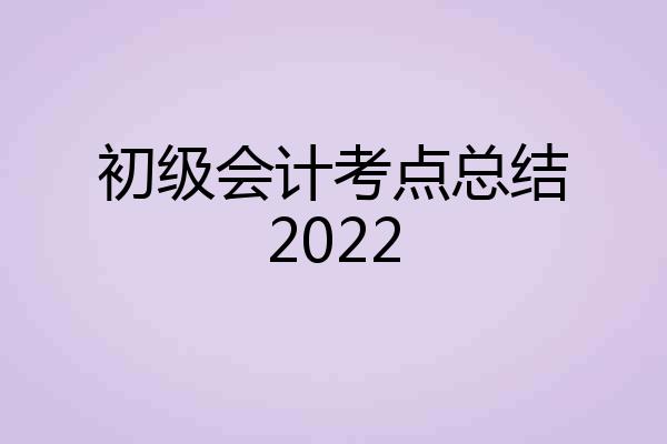 初级会计考点总结2022