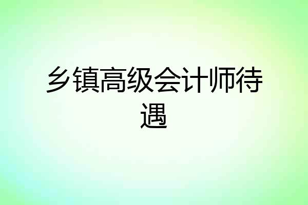 乡镇高级会计师待遇
