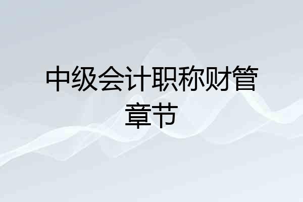 中级会计职称财管章节