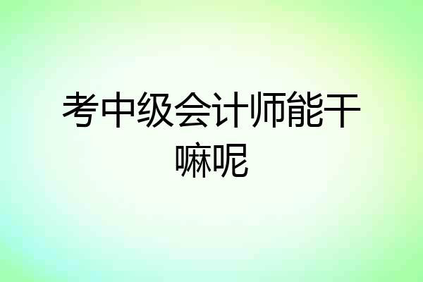 考中级会计师能干嘛呢