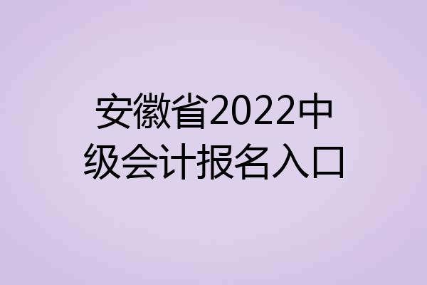 安徽省2022中级会计报名入口