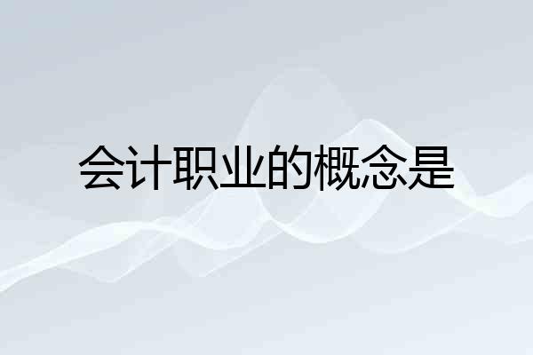 会计职业的概念是