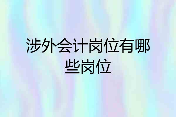 涉外会计岗位有哪些岗位