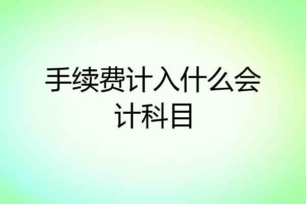 手续费计入什么会计科目