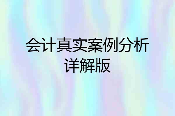 会计真实案例分析详解版