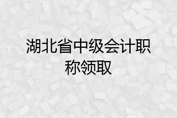 湖北省中级会计职称领取